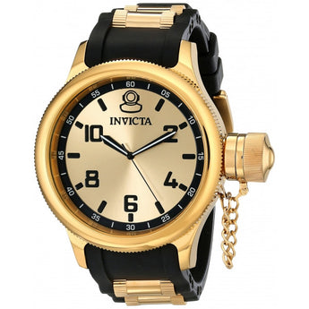 Invicta Invicta Men's 1438 Russian Diver Gold Dial Black Polyurethane Watch