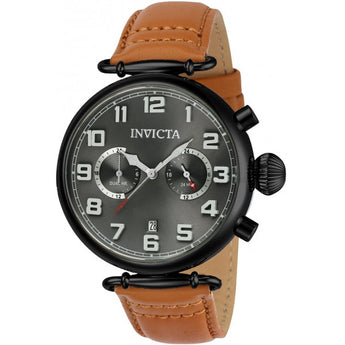 Invicta Men's Aviator Quartz Stainless Steel and Leather Casual Watch