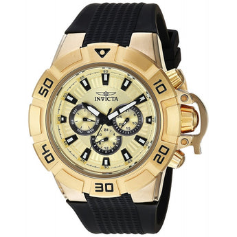 Invicta Men's I-Force Quartz Gold-Tone and Silicone Casual Watch, Black