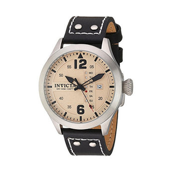 Invicta Men's I-Force Quartz Stainless Steel and Leather Casual Watch, Black
