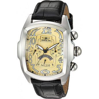 Invicta Men's Lupah Quartz Stainless Steel and Leather Casual Watch, Black