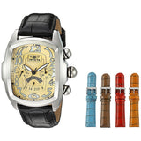 Invicta Men's Lupah Quartz Stainless Steel and Leather Casual Watch, Black