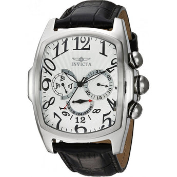 Invicta Men's Lupah Swiss Quartz Stainless Steel and Leather Casual Watch, Blac