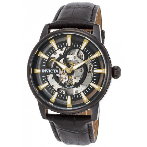 Invicta Men s Objet d Art Automatic Stainless Steel and Leather Casual Watch B