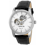 Invicta Men's Objet D Art Black Leather Band Steel Case Automatic Silver-Tone D