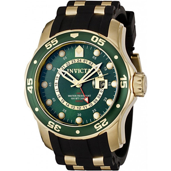 Invicta Men s Pro Diver Collection GMT Green Dial Black Polyurethane W Bixme