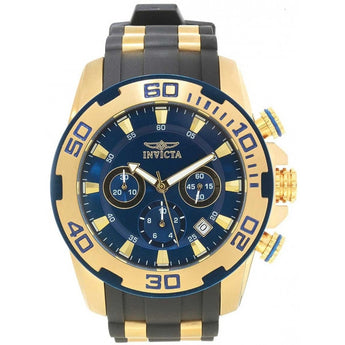 Invicta Men's Pro Diver Gold-Tone Polyurethane Band Steel Case Swiss Quartz Blu