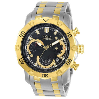 Invicta Men's Pro Diver Gold-Tone Steel Bracelet and Case Swiss Quartz Black Di