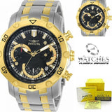 Invicta Men's Pro Diver Gold-Tone Steel Bracelet and Case Swiss Quartz Black Di