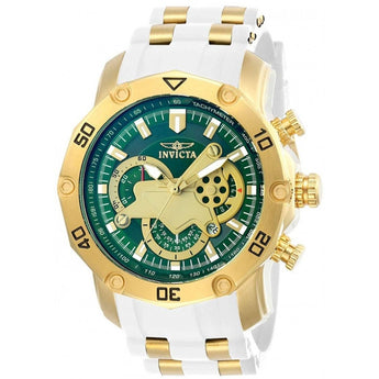 Invicta Men's Pro Diver Green and Gold Dial Steel and Silicone Strap Chronograp