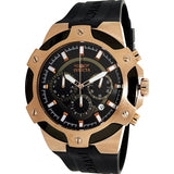 Invicta Men's Rose Gold Tone Stainless Steel Signature Chronograph Black Strap