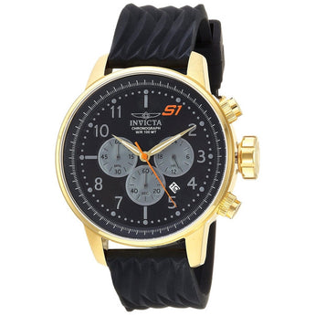 Invicta Men's S1 Rally Quartz Gold-Tone and Silicone Casual Watch, Black