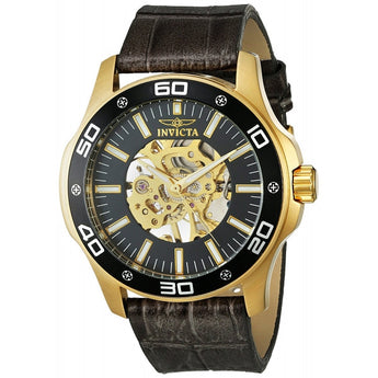Invicta Men's 'Specialty' Mechanical Hand Wind Gold-Tone and Leather