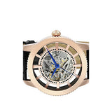 Invicta Men's Vintage Rose Gold and Silver Semi-Skeleton Dial Leather Strap Aut