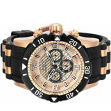 Invicta Pro Diver case of gold color, silicone strap, chronograph