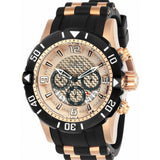 Invicta Pro Diver case of gold color, silicone strap, chronograph