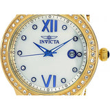 Invicta Women's Angel Crystal Accented Bezel MOP Dial Yellow Gold Steel Bracele