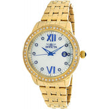 Invicta Women's Angel Crystal Accented Bezel MOP Dial Yellow Gold Steel Bracele