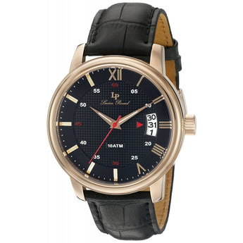 Lucien Piccard Men's Amici Quartz Stainless Steel And Black Leather Casual Watc