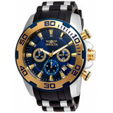 Invicta Men's Pro Diver Black Polyurethane Band Steel Case Quartz Blue Dial Ana