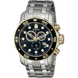 Invicta Mens Pro Diver Scuba Swiss Chronograph Black Dial Stainless Steel Brace