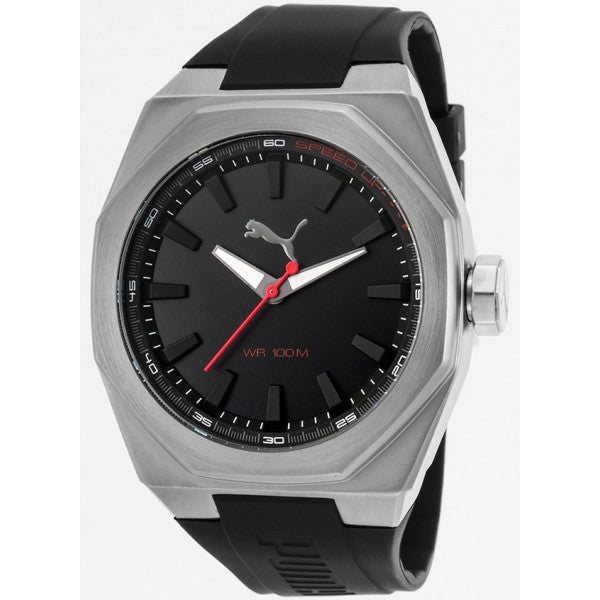 Puma Wristwatch steel case, black silicone strap – Bixme