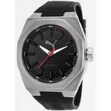 Puma Wristwatch steel case, black silicone strap