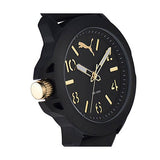 Puma Men's Black Silicone Black Dial Gold-Tone Accents Watch