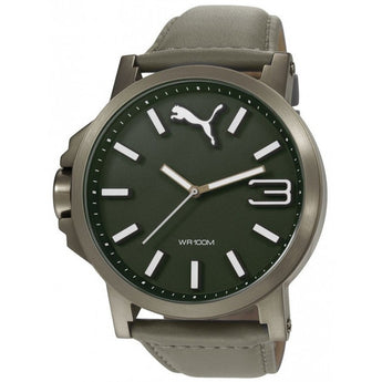 Puma Mens PU103461004 Motorsport Green Grey Ultrasize 3HD Leather Watch