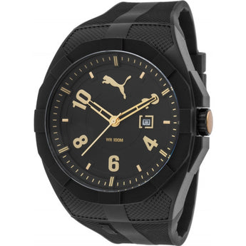 Puma Men's Iconic Black And Gold Silicone Display Watch