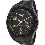 Puma Men's Iconic Black And Gold Silicone Display Watch